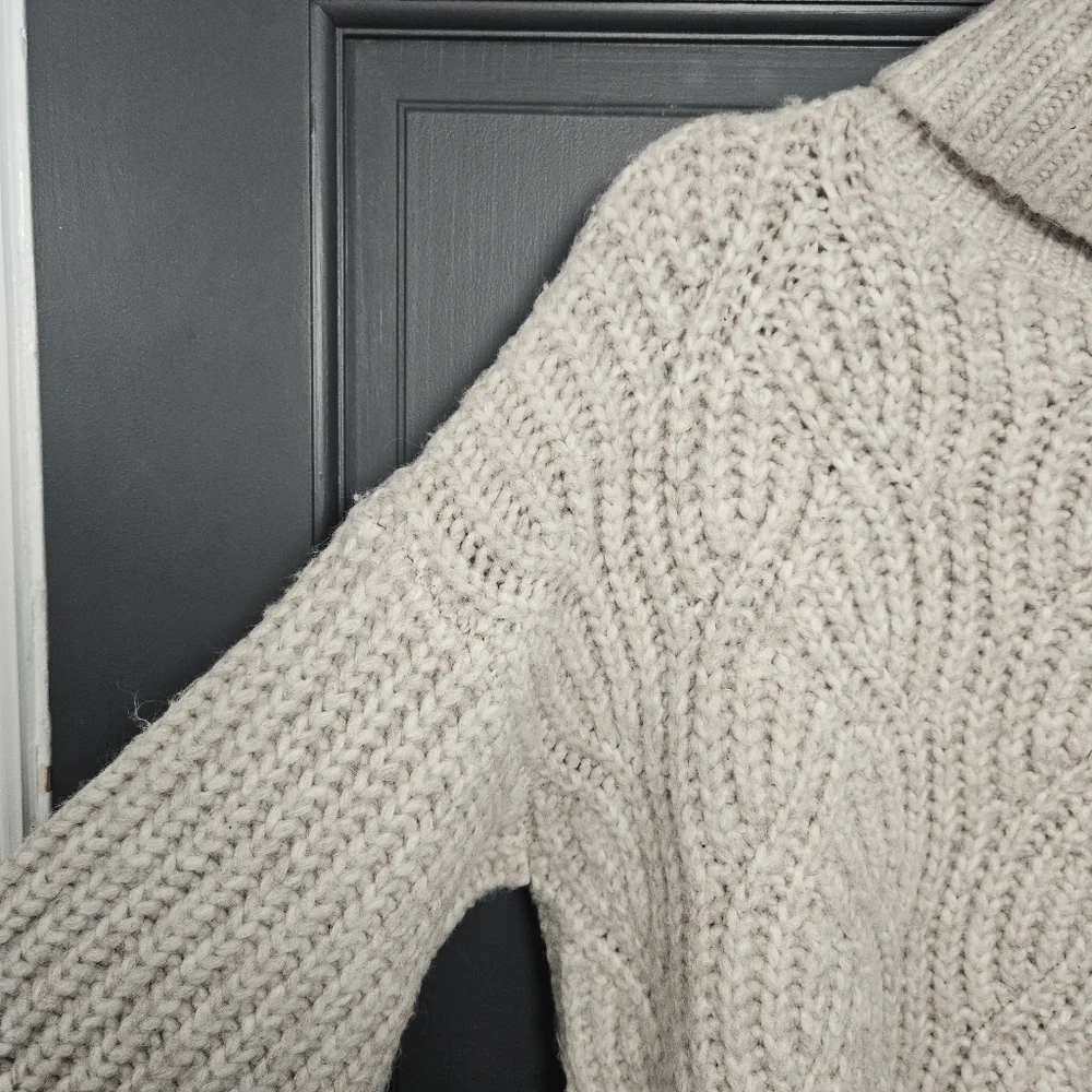 a new day Cream Turtleneck Sweater Cable Knit Woman Beige Small